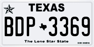TX license plate BDP3369