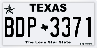 TX license plate BDP3371