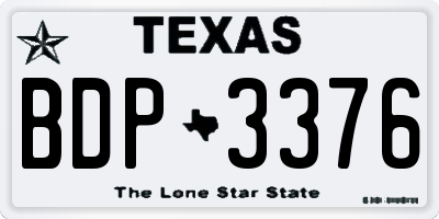 TX license plate BDP3376