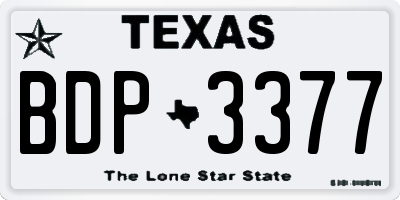 TX license plate BDP3377