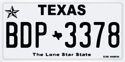 TX license plate BDP3378