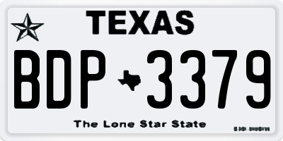 TX license plate BDP3379