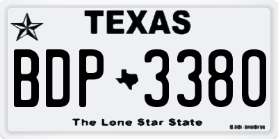TX license plate BDP3380