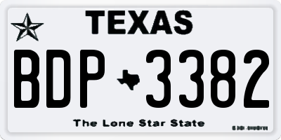 TX license plate BDP3382