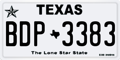 TX license plate BDP3383