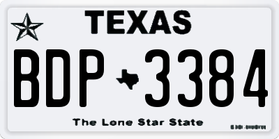 TX license plate BDP3384