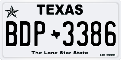 TX license plate BDP3386