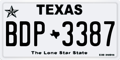 TX license plate BDP3387