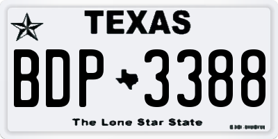 TX license plate BDP3388