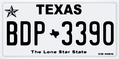 TX license plate BDP3390
