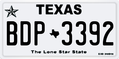 TX license plate BDP3392