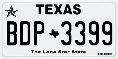 TX license plate BDP3399