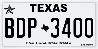 TX license plate BDP3400