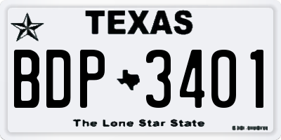 TX license plate BDP3401