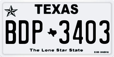 TX license plate BDP3403