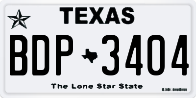 TX license plate BDP3404