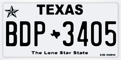 TX license plate BDP3405