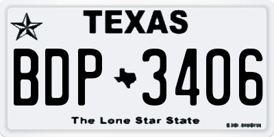 TX license plate BDP3406