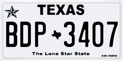 TX license plate BDP3407