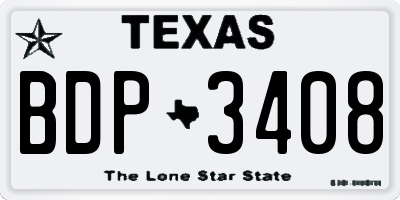 TX license plate BDP3408