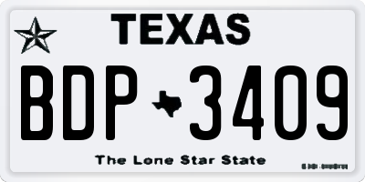 TX license plate BDP3409