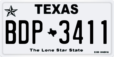TX license plate BDP3411