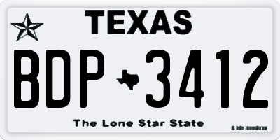TX license plate BDP3412