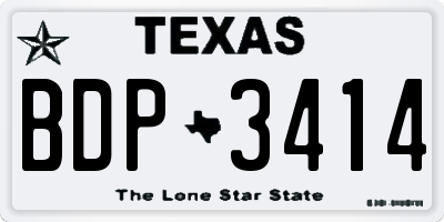 TX license plate BDP3414