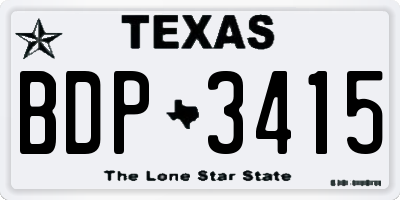 TX license plate BDP3415