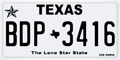 TX license plate BDP3416