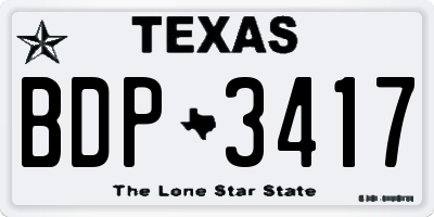 TX license plate BDP3417
