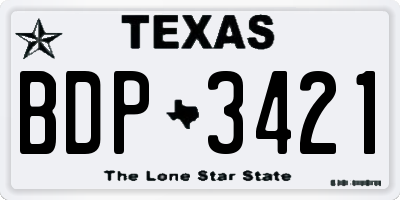 TX license plate BDP3421
