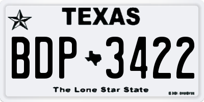 TX license plate BDP3422