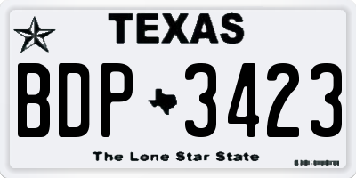 TX license plate BDP3423