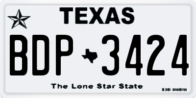 TX license plate BDP3424