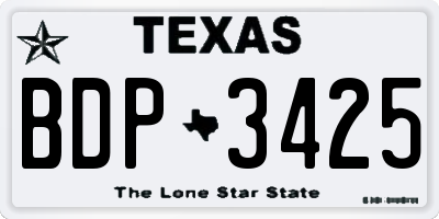 TX license plate BDP3425