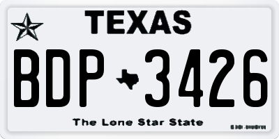 TX license plate BDP3426