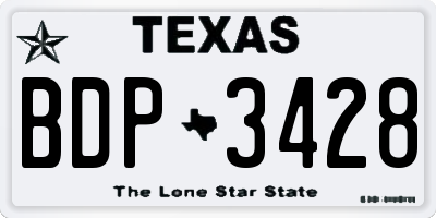 TX license plate BDP3428