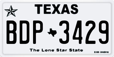 TX license plate BDP3429