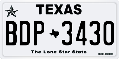 TX license plate BDP3430