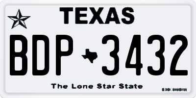 TX license plate BDP3432