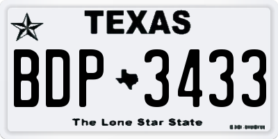 TX license plate BDP3433