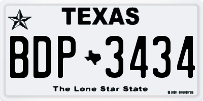 TX license plate BDP3434