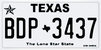 TX license plate BDP3437