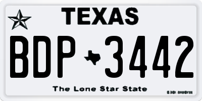 TX license plate BDP3442