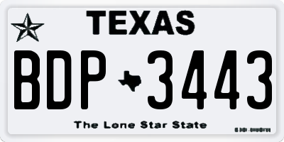 TX license plate BDP3443
