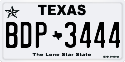 TX license plate BDP3444