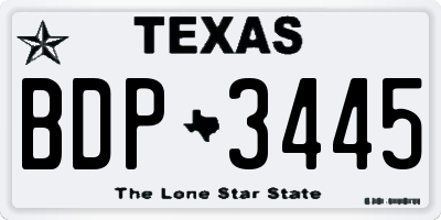 TX license plate BDP3445