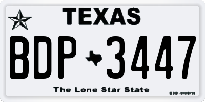 TX license plate BDP3447
