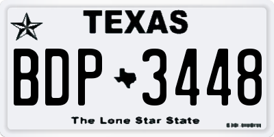 TX license plate BDP3448